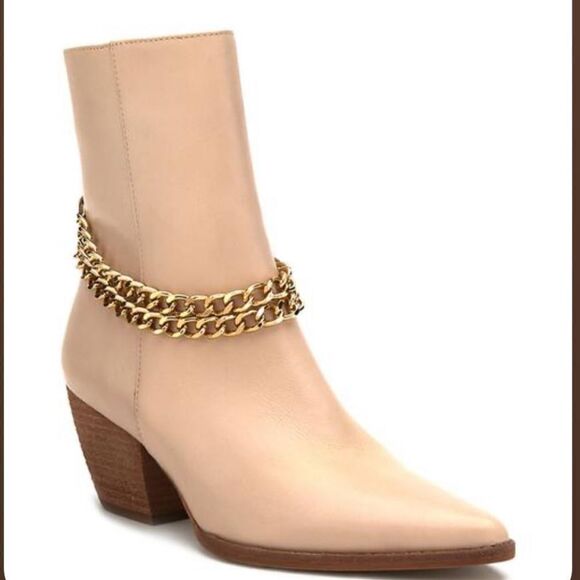 Tan booties with chain detail - Picture 1 of 7